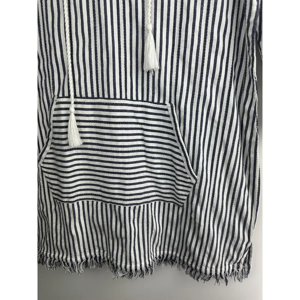 Tommy Bahama Yarn Dyed Striped Cotton Hoodie Pullover Swim Cover Beach Top Large - Picture 5 of 9